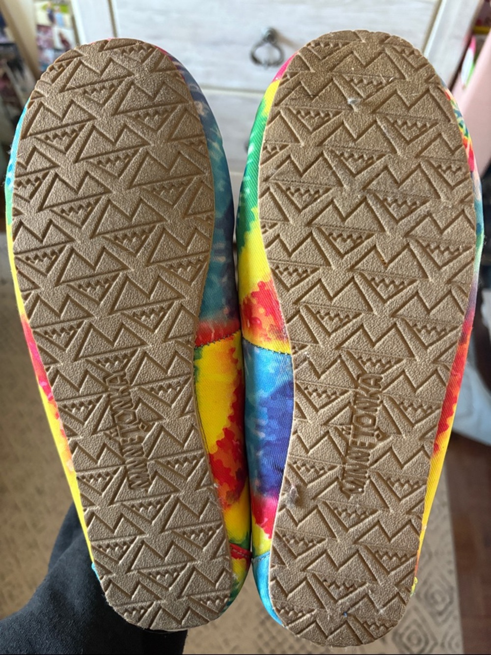 Minnetonka Multicolor Tie-Dye Moccasin Slippers - Picture 2 of 3